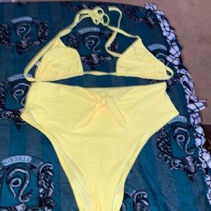 Yellow Triangle/High Waisted Bikini